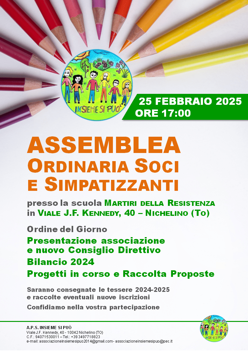 ASSOCIAZIONE “INSIEME SI PUO’” – Convocazione assemblea ordinaria soci e simpatizzanti