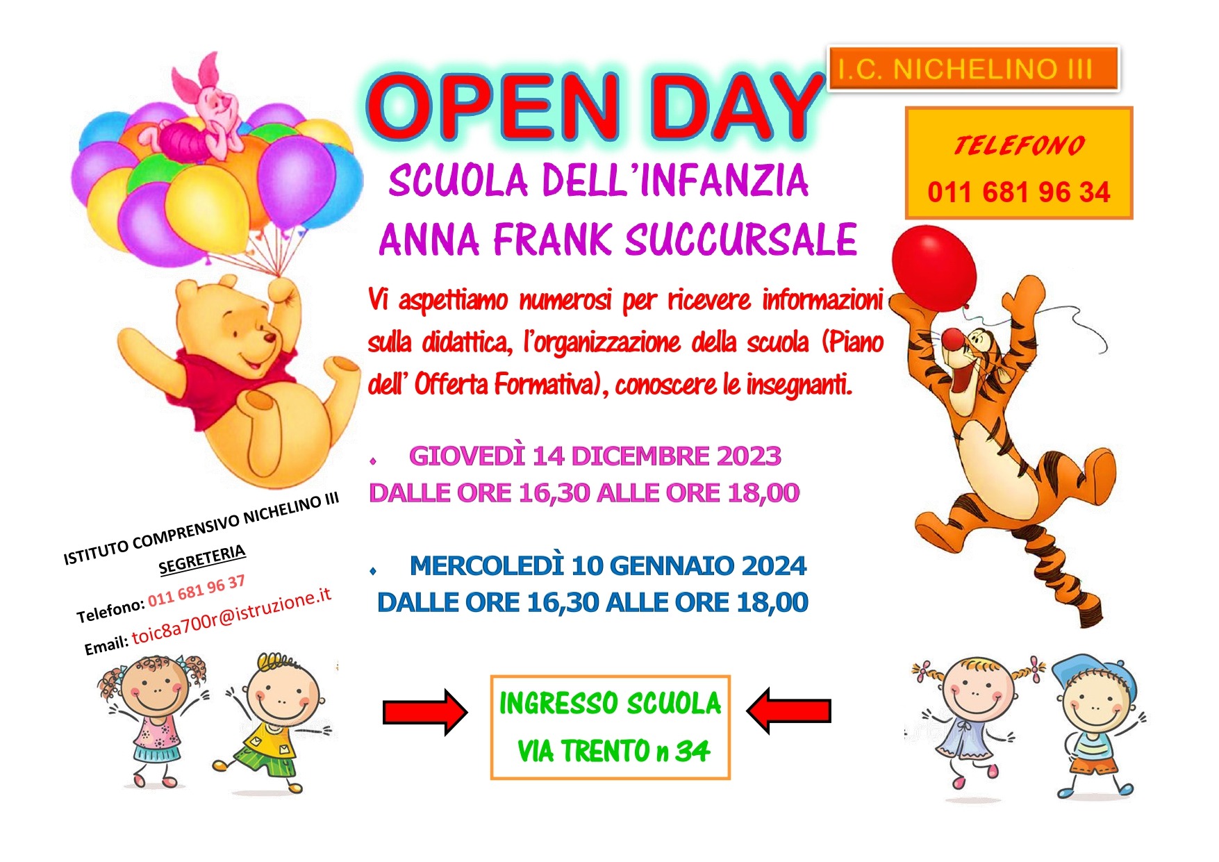 Open day alla scuola dell’infanzia “A. Frank sede e succursale