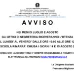 Orario estivo della segreteria