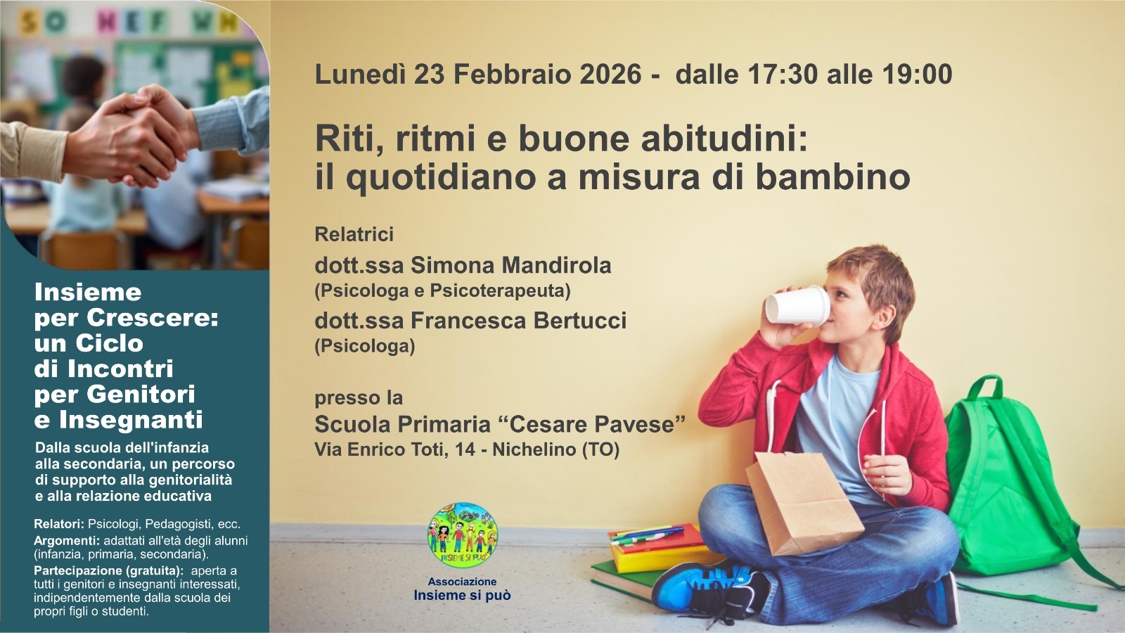 Insieme per Crescere: un Ciclo di Incontri per Genitori e Insegnanti